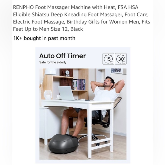 Renpho Foot Massager Machine with Heat, Timer | White | Excellent Condition - Picture 2 of 11
